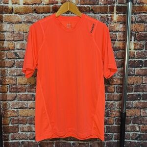 Reebok men neon orange bright fluorescent athletic tee shirt medium run